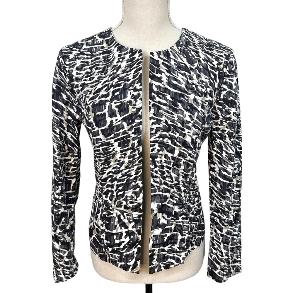 Chicos Animal Print Cotton Blazer Jacket Size 0 S Office Career Maximalist